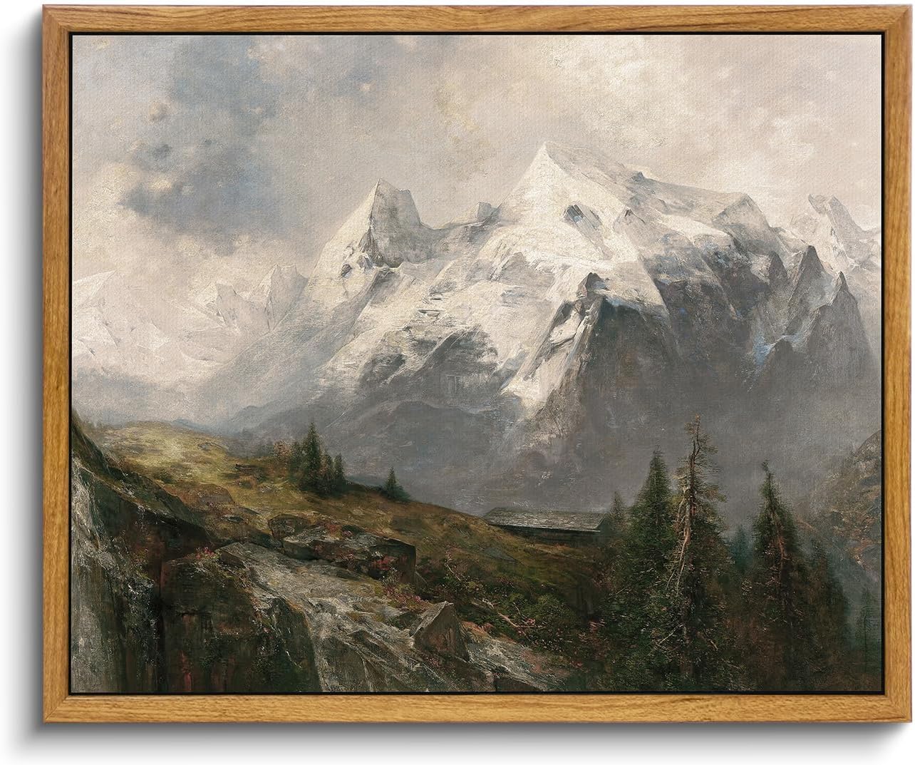 Wall Décor - VIYYIEA Framed Canvas Wall Art Room Decor, Vintage Mountain Landscape Wall Painting Prints, Rustic Farmhouse Wall Art, Vintage Decor for Bedroom Bathroom Living Room 8