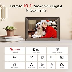 Frameo 10.1" Digital Picture Frame, Gray Wood Smart