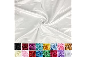HOTGODEN Satin Fabric: 60" Wide 2 Yards,5 Yards White Solid Satin Fabric for Wedding, Bridal, Decoration, Fashion, Apparel Crafts
