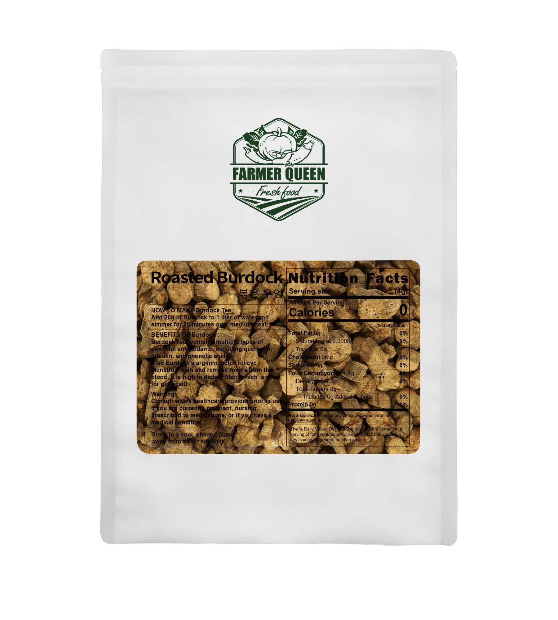 Photo 1 of (8oz) Farmer Queen Premium Roasted Burdock(Arctium Lappa) for Savory Tea with rich dietary fiber & inulin ?? ?? ???