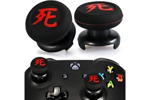 Playrealm FPS Thumbstick Extender & Printing Rubber Silicone Grip Cover 2 Sets for Xbox Series X/S & Xbox One Controller(Death of KANJI)