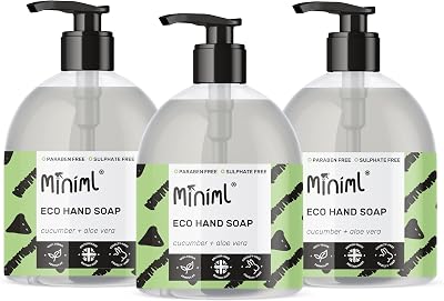 Miniml Hand Soap Wash Liquid 3x500ml Cucumber Aloe Vera Eco Friendly Vegan Skin