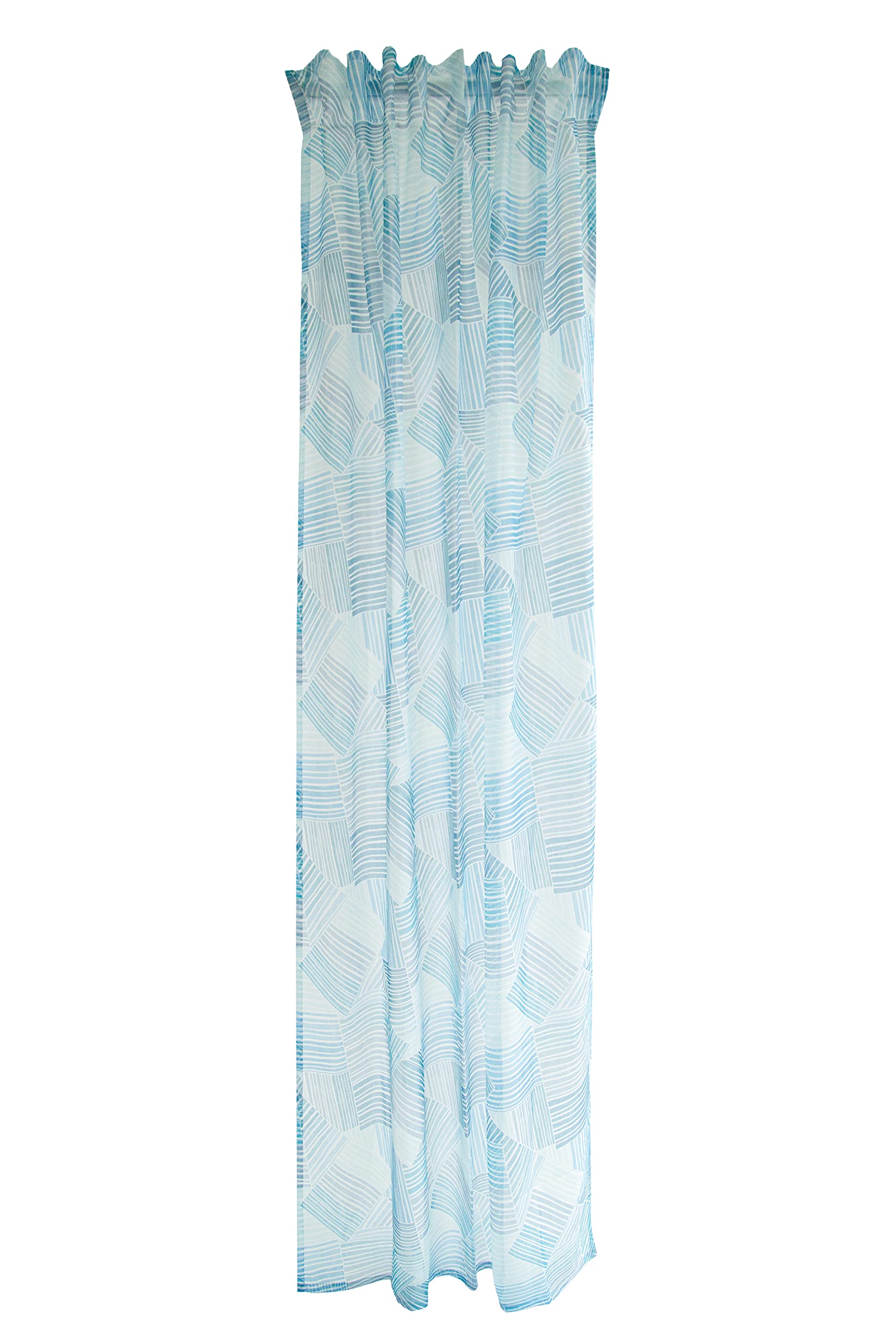 Curtain Blue Transparent Geometric Living Room Bedroom Children's Room 140 x 245 cm