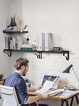 Pipishell Floating Shelves Wall Mounted Paulownia Wood Set of 3 Black view 5