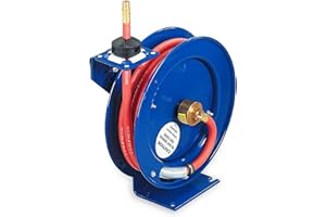 Coxreels P-LP-350 Retractable Air/Water Low-Pressure Hose Reel, P Series, 3/8 in x 50 in 300 PSI - Easy-to-Use Compact Design- Heavy-Duty Steel Construction, Made in the USA