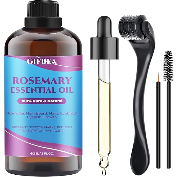 GIFBEA ROSEMARY OIL, 100% PURE UNDILUTED LIGHT-WEIGHT NON-GREASY FOR HAIR, SCALP & SKIN CARE, NATURAL HAIR GROWTH OIL PRODUCTS FOR EYEBROW EYELASH GROWTH , 2 FL OZ