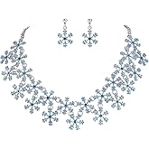 EVER FAITH Lots Snowflake Austrian Crystal Necklace Earrings Set