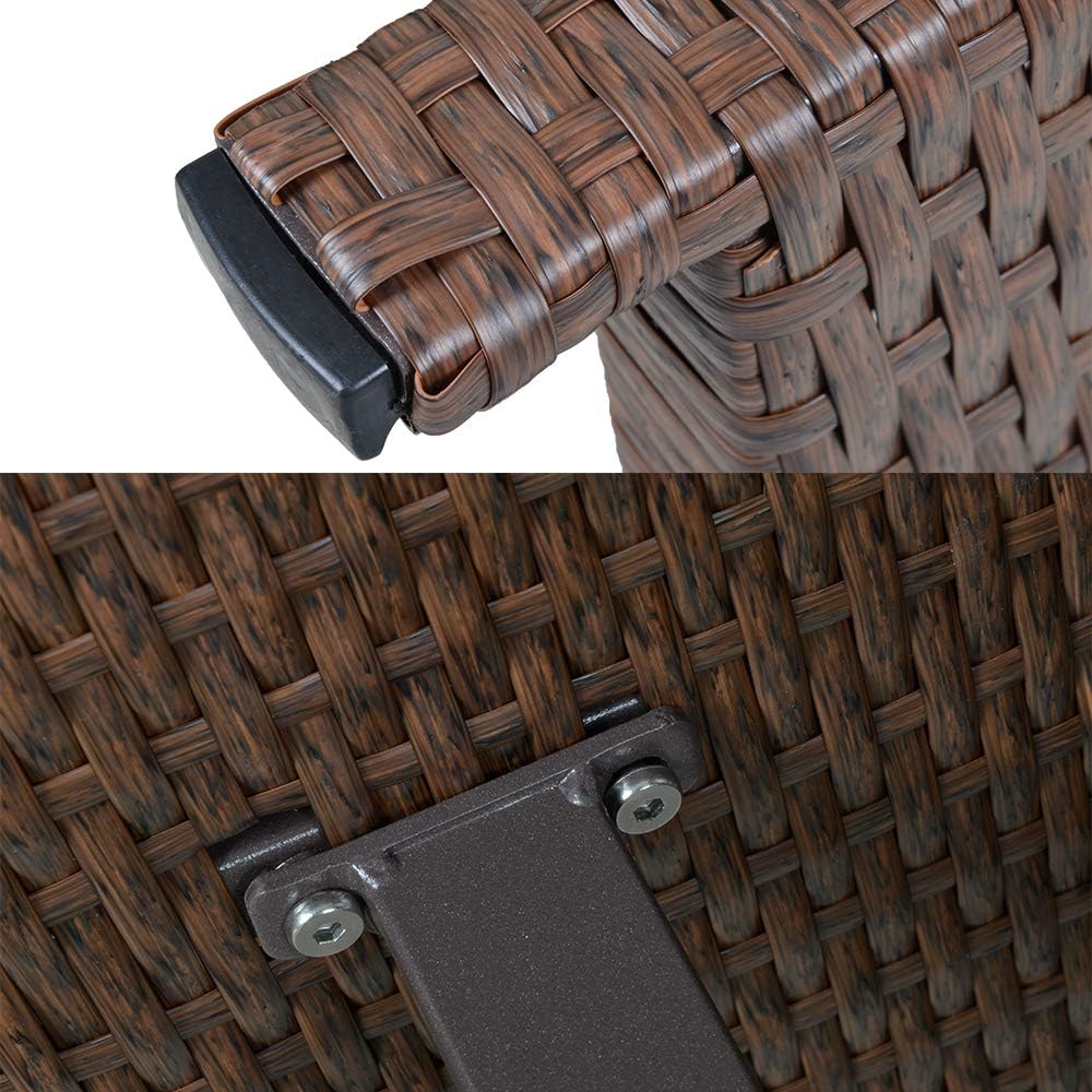 SUNVIVI OUTDOOR Outdoor Dining Table Patio Rectangular Dining Table Brown Wicker Aluminum Top Steel Frame : Garden & Outdoor