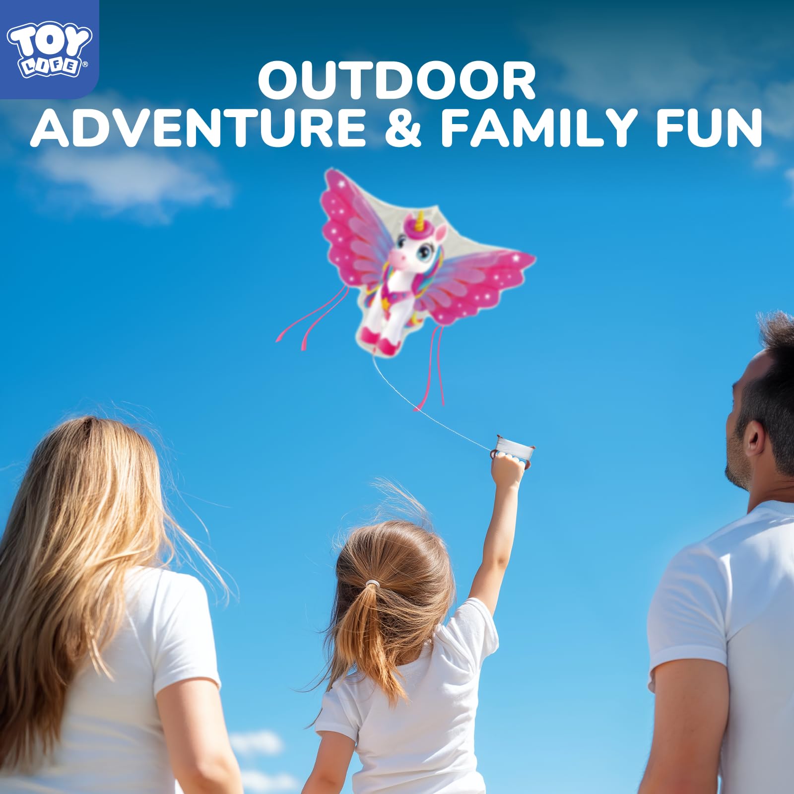 TOY Life 48.4'' Giant Girls Kites Easy to Fly for Kids Adults with 328.1 FT String, Beach Kite Outdoor Game Outside Toys Activity, Toys for Girls, Gift for Girls Ages 4-8