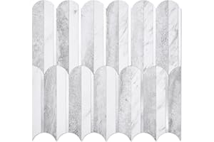 DICOFUN 10-Sheet Grey & White Marble Peel and Stick Backsplash for Kitchen, PVC Stick on Backsplash Wall Tiles