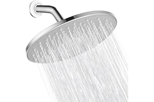 Waterfall Showerhead VMASSTONE High Pressure Showerhead - Tool Free Installation- with Large Spray Surfaces and 200 Nozzles for Delicate and Unstimulate Shower Experience (EM-001 Chrome/Light Grey)