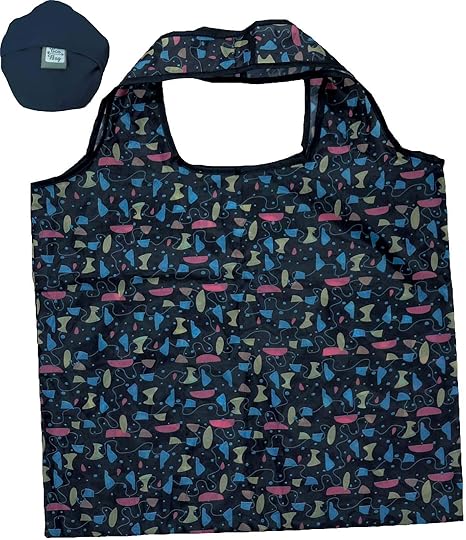 Amazon Co Jp Zip Corporation エコバッグ レジ袋 大 サイズ 相当 簡単 クシュッと 小さく 折りたたみ できる かわいい 収納ポケット付き プラネット ネイビー ホーム キッチン