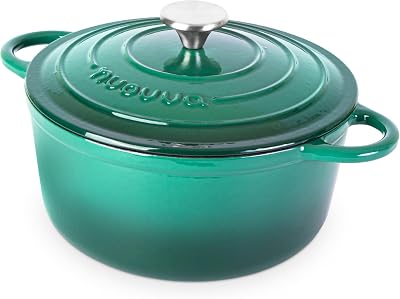 Nuovva Enamelled Cast Iron Dutch Oven Pot 5 Quart Green with Lid