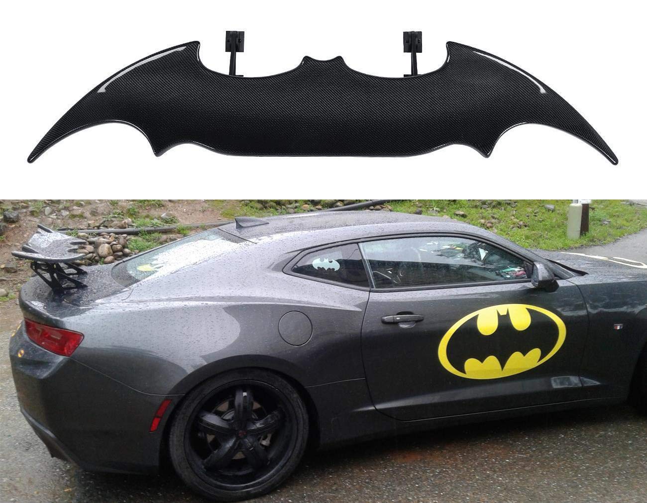 ICBEAMER 55" Batman Style Real Carbon Fiber Adjustable Rear Trunk Auto
