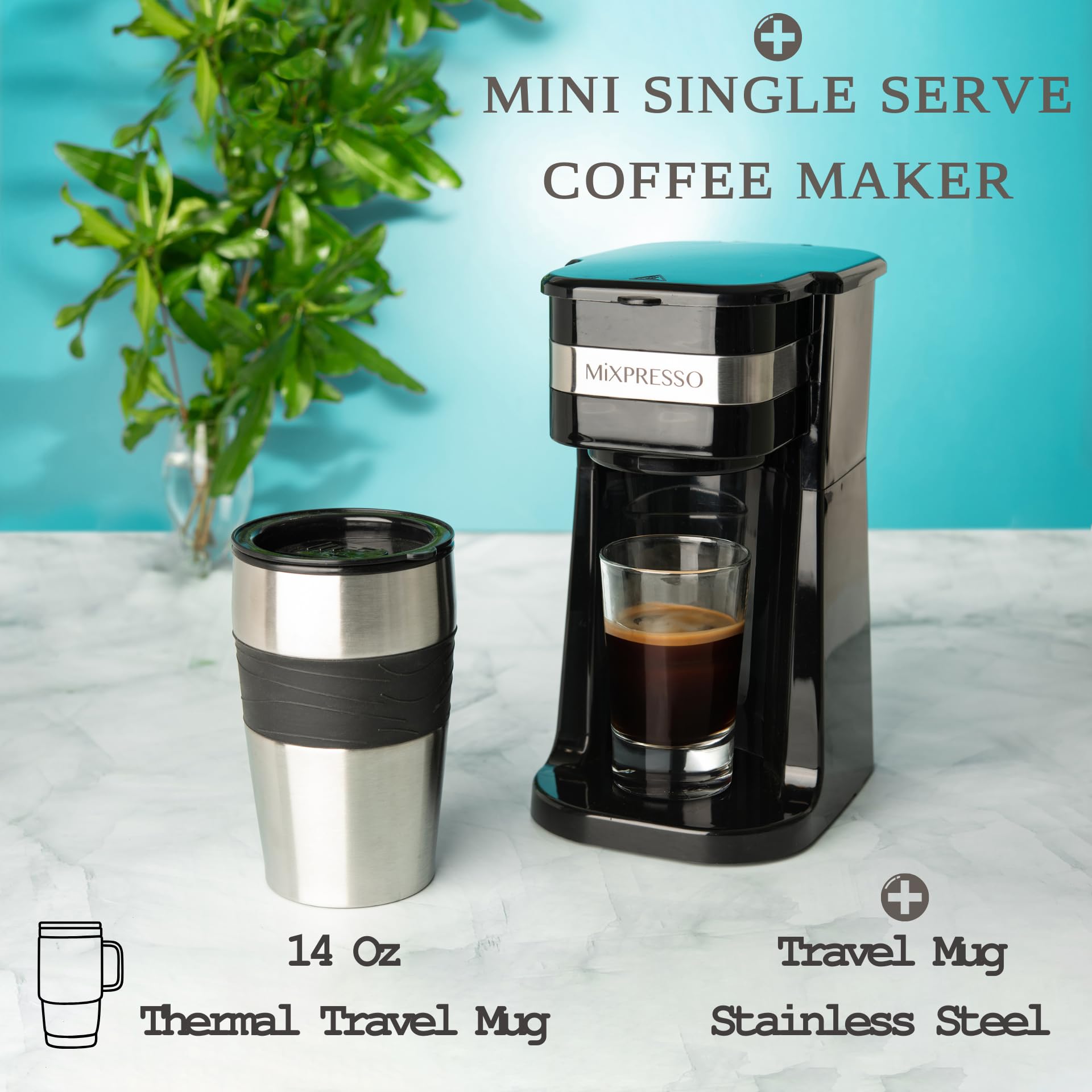 Coffee Pot Mixpresso Personal Single Serve Coffee Maker 14oz