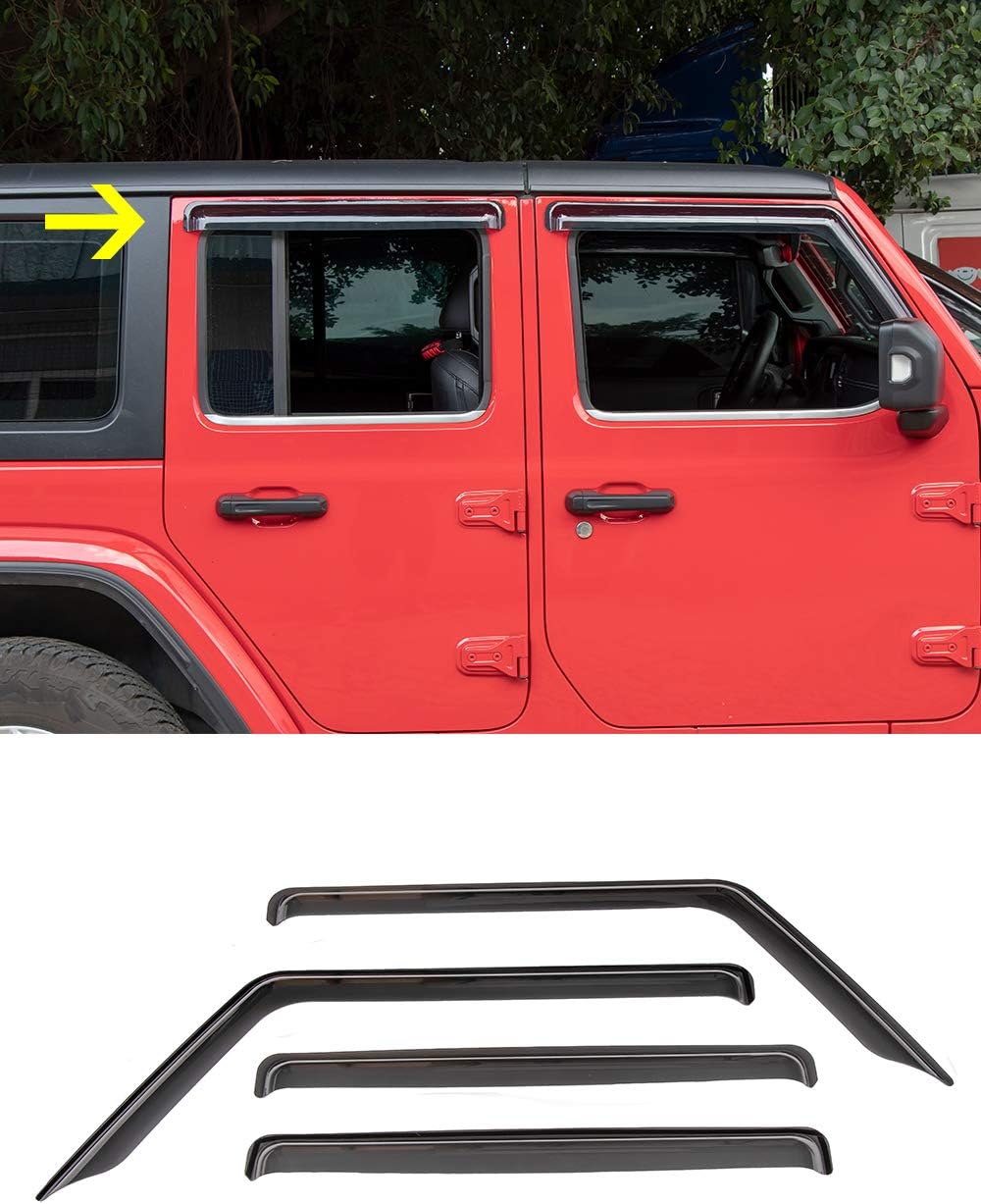 Jeep Wrangler Side Window Wind Deflectors, Rubber Rain Wind