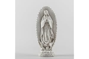 DevotedWalls 7 inch Handcrafted Our Lady of Guadalupe Statue,Catholic Resin Religious Figurine,Virgin Mary Statue of Mexico,Mother of Jesus Figurine for Home Decor Gifts（Small White Virgin Mary）