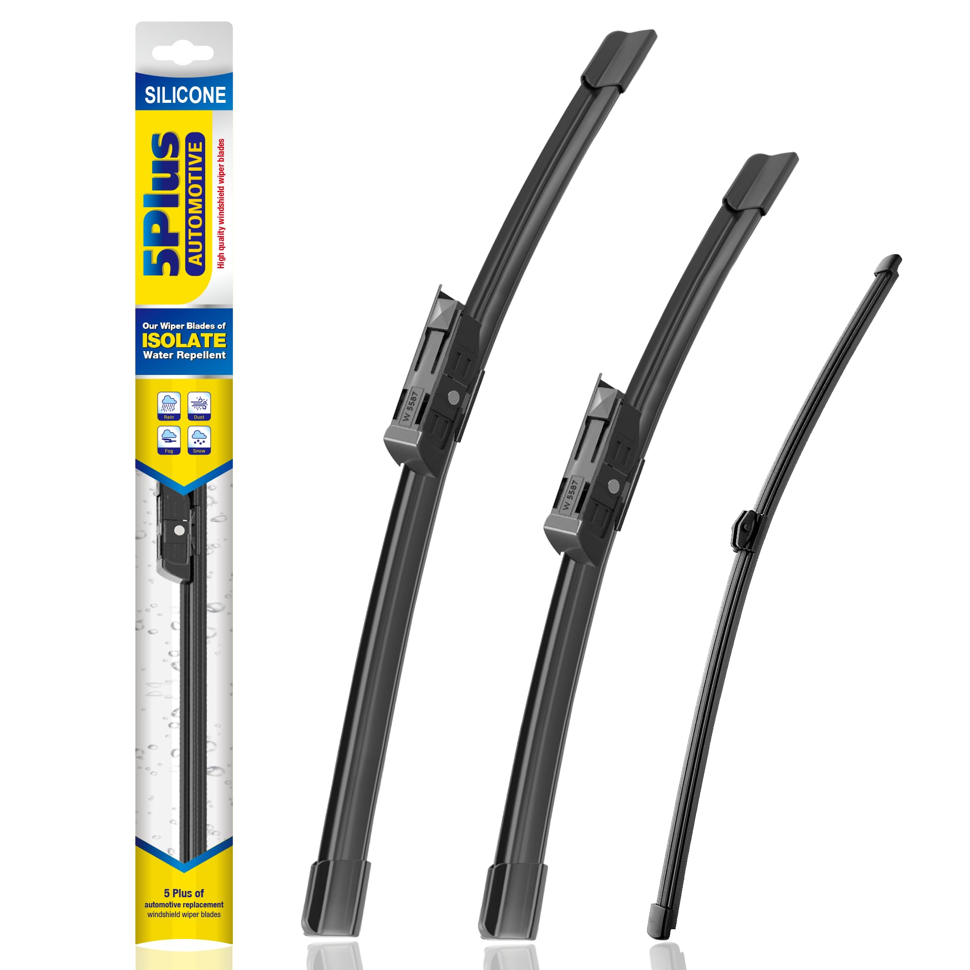 Photo 1 of 5 PLUS® Silicone Windshield Wipers Replacement for 2018-2024 Audi Q5 Wiper Blades(Set of 3),Automotive Replacement Windshield Wiper Blades For My Car-24"/20"/15"