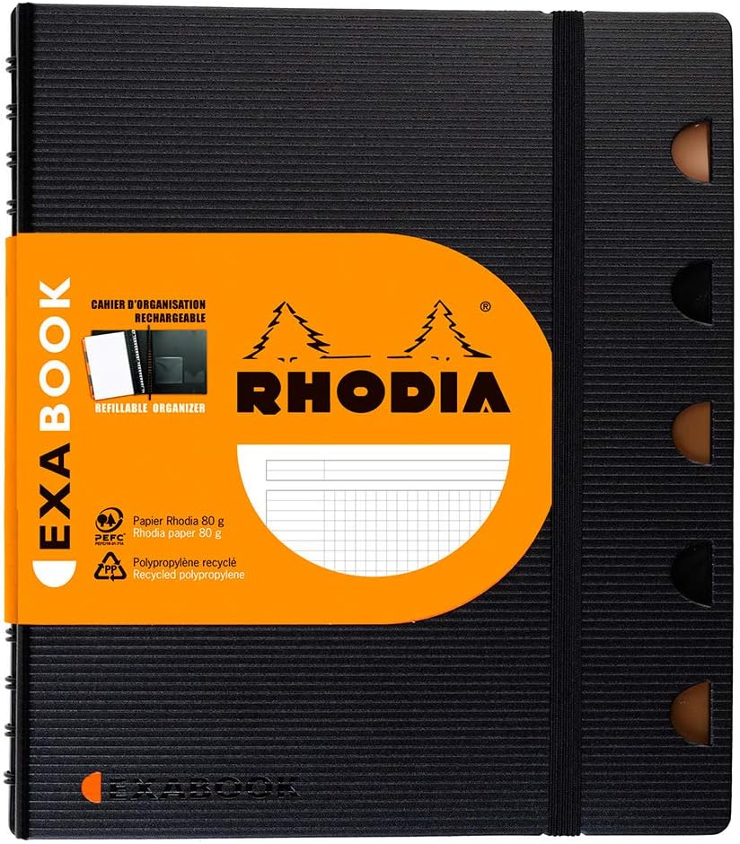 RHODIA 132572C - Exabook Black A5+ Refillable Organizer Notebook, Black 5/5 ruling, A5+ Organiser
