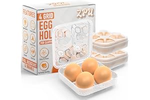 ZPU Egg Holder Camping, 1Pcs 4 Grid Egg Container, Plastic Egg Carrier for Camping Picnic Travel Outdoor Refrigerator Kitchen, Clear White