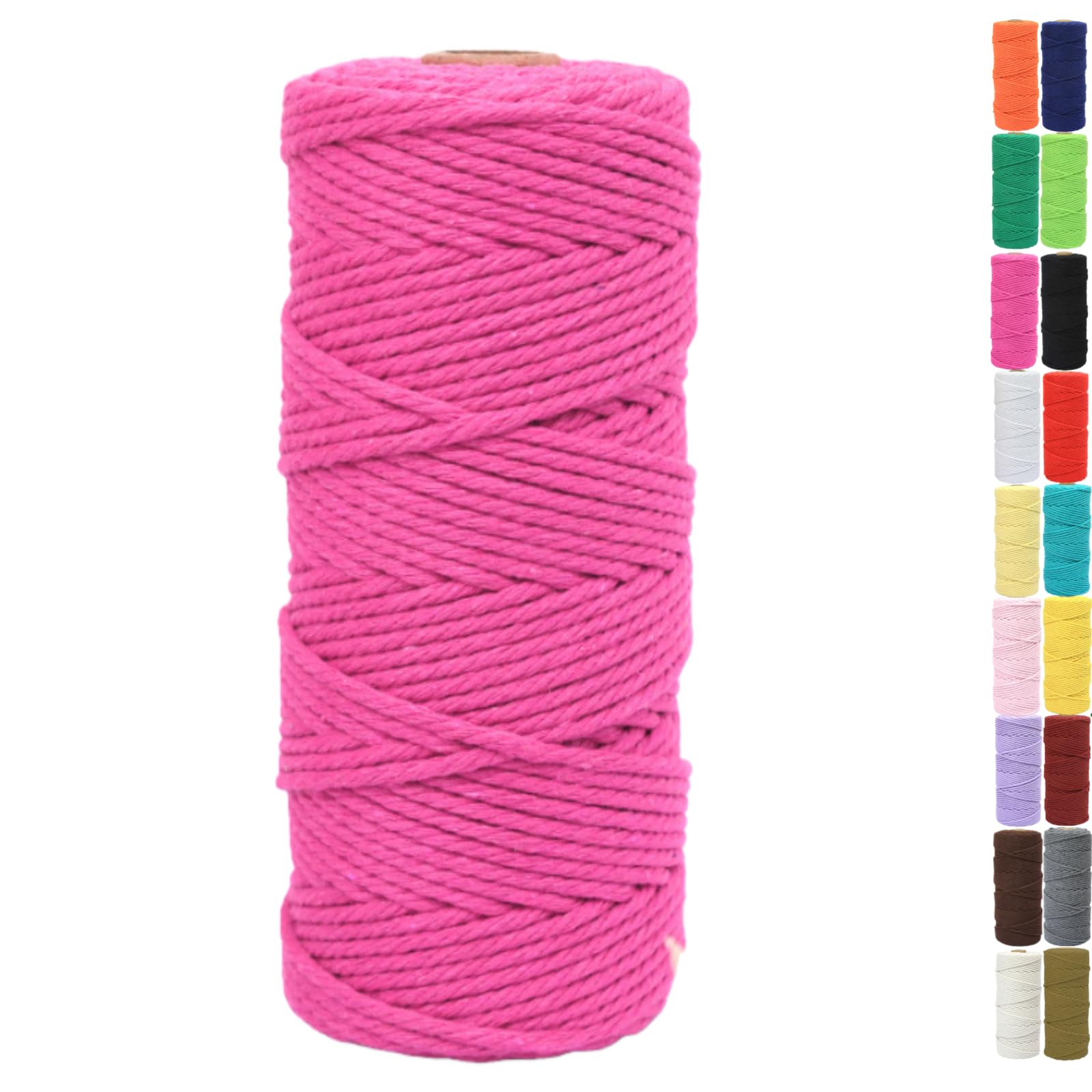 Binwat Natural Macrame Cotton Cord Twine String Colored Cotton Rope Macrame Yarn Craft Cord for DIY Crafts Knitting Plant Hangers Christmas Wedding Decor (Rose Red, 2mmx200m)