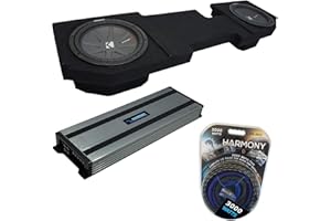 Harmony Audio HA-A1500.1 Compatible with Dodge Ram 2002-2018 Quad/Crew Mono 3000W Sub Amp, DTB2X12-QUAD-UP Dual 12" Sub Enclosure Box, 48CWR122 CompR 500W RMS 1000 W Peak Sub and HA-AK0 3000W Amp Kit