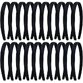 Lawie 20 Pack Black Satin Cloth Fabric Covered Wide Plastic Headbands DIY Crafting Plain Base Head Bands Hard Hairbands (Black A, Width: 1.5 cm / 0.6")