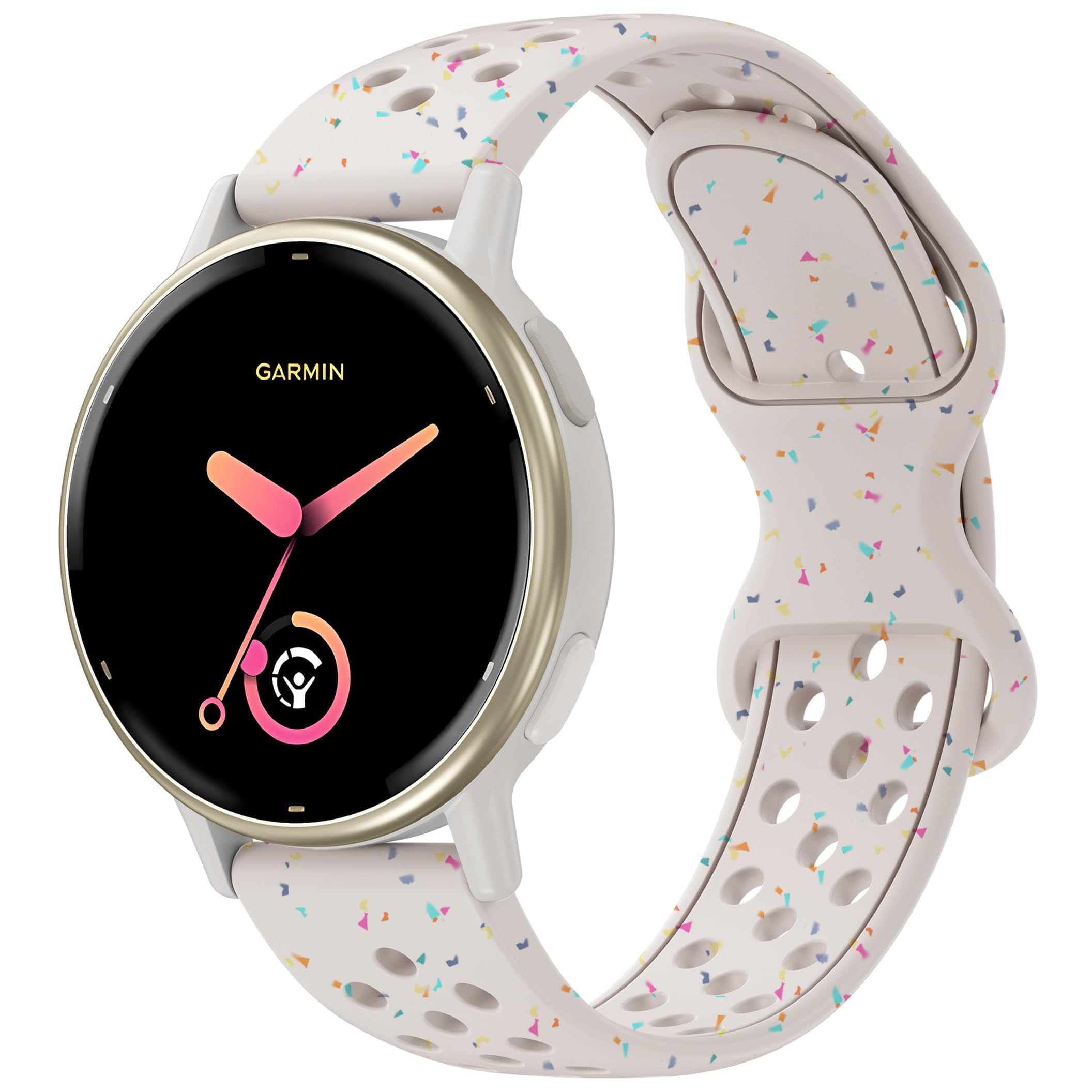 Laband 20mm Colorful Sport Silicone Watch Band Compatible With Garmin Vivoactive 6/Vivoactive 5/3/Forerunner 570 42mm/165/55/245/645/Venu Sq 2/Venu, Recycled Plastic Soft Strap Replacement for Women