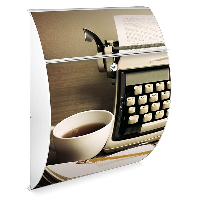 Burg Wächter Design Briefkasten | Modell Riviera 46cmx33,5cmx13cm groß | verzinkter Stahl Weiß | Postkasten mit Öffnungsstopp