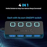 Sabrent USB Hub 4 Port 3.2 Splitter 5Gbps Speed LED Switches 68cm Cable Portable view 4