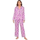 JHKKU Satin Pajamas Set for Women's Long Sleeve 2 Pieces Button Down Loungewear Sleepwear