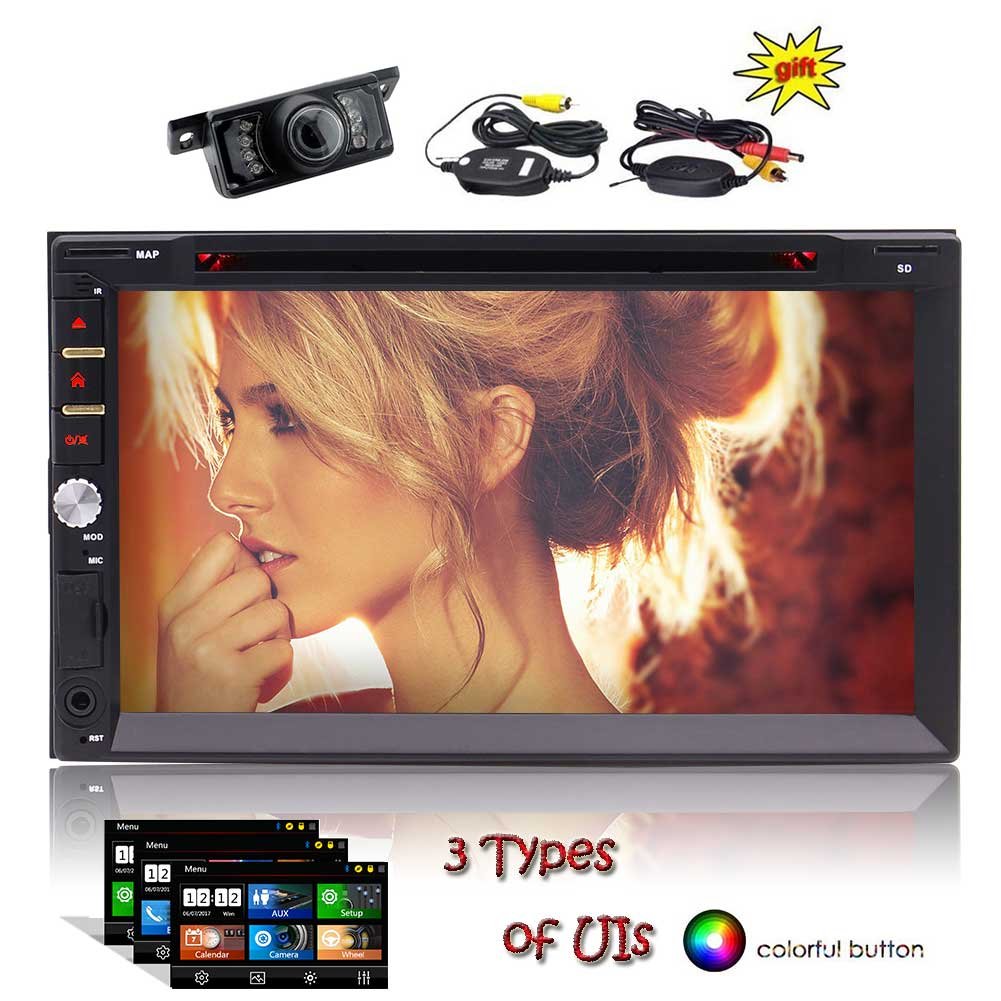 ワイヤレスリアカメラ リモコン Eincar 7インチダブルディンタッチスクリーン車エンターテイメントシステムにはgpsでのダッシュの Bluetoothカーステレオ自動車カーdvdプレーヤー1080pビデオカーオーディオデッキヘッドユニットaux B07bwj6sj1 一部予約 In