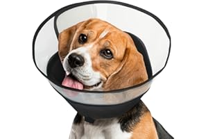 OEH Dog Cone, Soft Cones for Dogs After Surgery, Comfortable Dog Cone Collar, Protective Cone for Dogs to Stop Licking, Adjustable Soft Dog Cones for Medium Dogs, Black, ML(Neck: 14.8-17.0”)