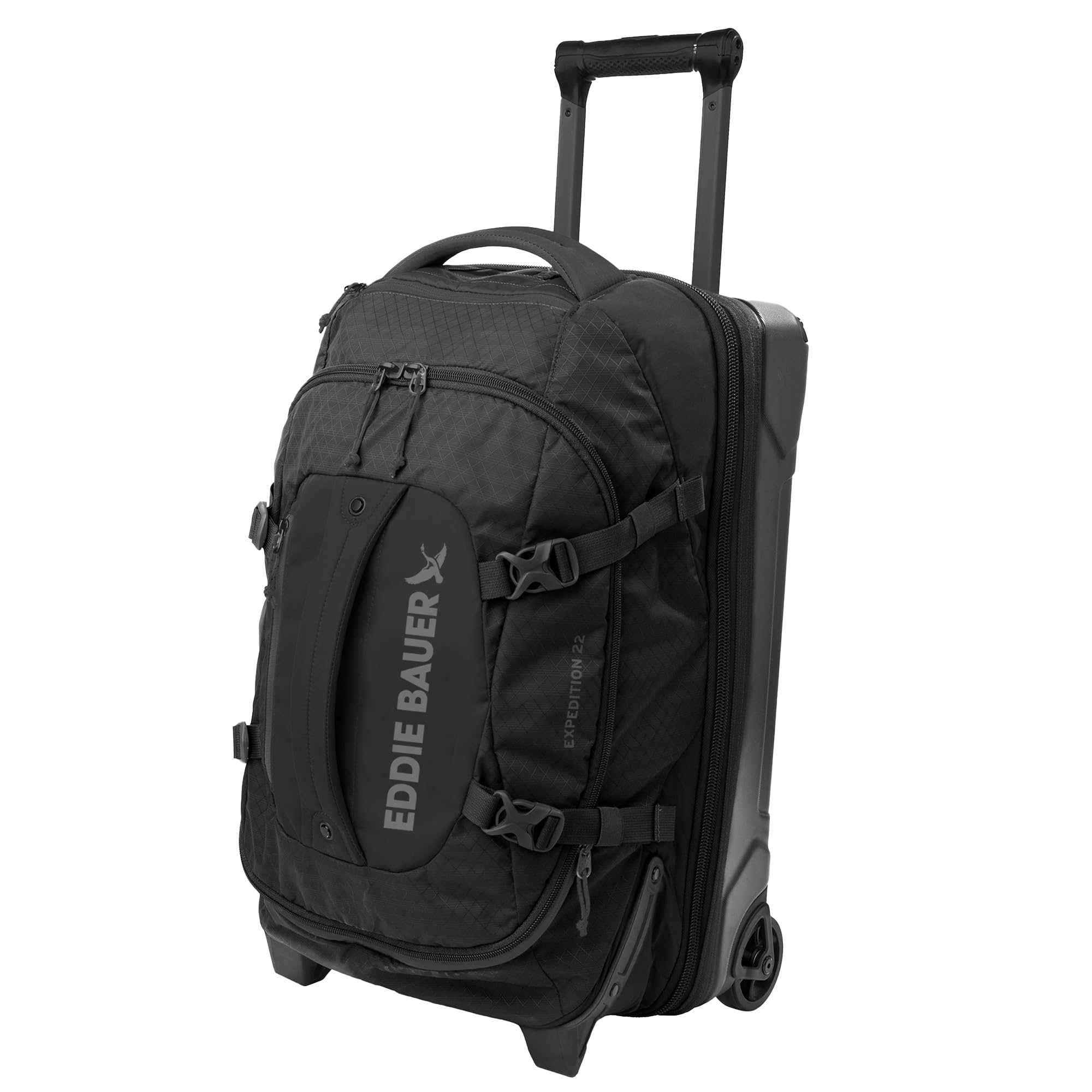 Eddie Bauer Expedition 22 Duffel Bag 2.0 - Lightweight Travel Luggage Made From Rugged Polycarbonate and Nylon, Black