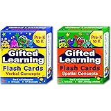 Gifted Learning Flash Cards (2-Pack) – Verbal and Spatial Concepts for Pre-K - Kindergarten – Practice for CogAT test, OLSAT test, NNAT test, NYC Gifted and Talented, ITBS test, WISC, WPPSI, AABL