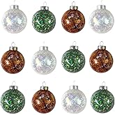 Christmas Ball Ornaments 12 Pack, 2.36inch Clear Glitter Shatterproof Ornaments for Christmas Tree Decorations, Hanging Holiday Decorations for Home, Party, Wedding, Xmas Tree Mixed Colors