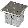 ENERLITES - 705549-S-STICKERED Enerlites 975549-S Nickel Plated Brass Flip Lid Floor Box Assembly, 2-Gang 20A Tamper Weather Resistant Duplex Receptacle