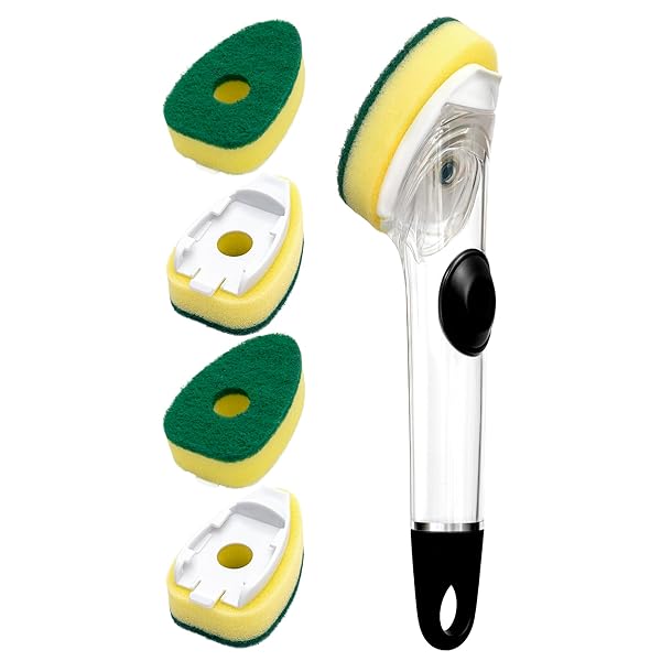 DISHWAND REFILLS SPONGES HEADS – NON SCRATCH DISH WAND REFILL REPLACEMENT, HEAVY DUTY SCRUB DOTS BRUSHES DISPENSER, SOAP DISPENSING SCRUBBERS, DISHWASHING CLEANER SUPPLIES KITCHEN SINK DISHWASHER TOOL