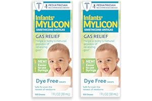 MYLICON Gas Relief Drops for Infants and Babies, Dye Free Formula, 1 Fluid Ounce with Updated Syringe (2-Pack)