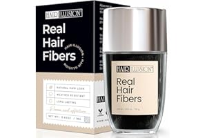 Hair Illusion Black Real Hair Fibers for Thinning Hair - 100% Natural Texture, Non Synthetic Hair Fibers - Bald Spot Cover Up