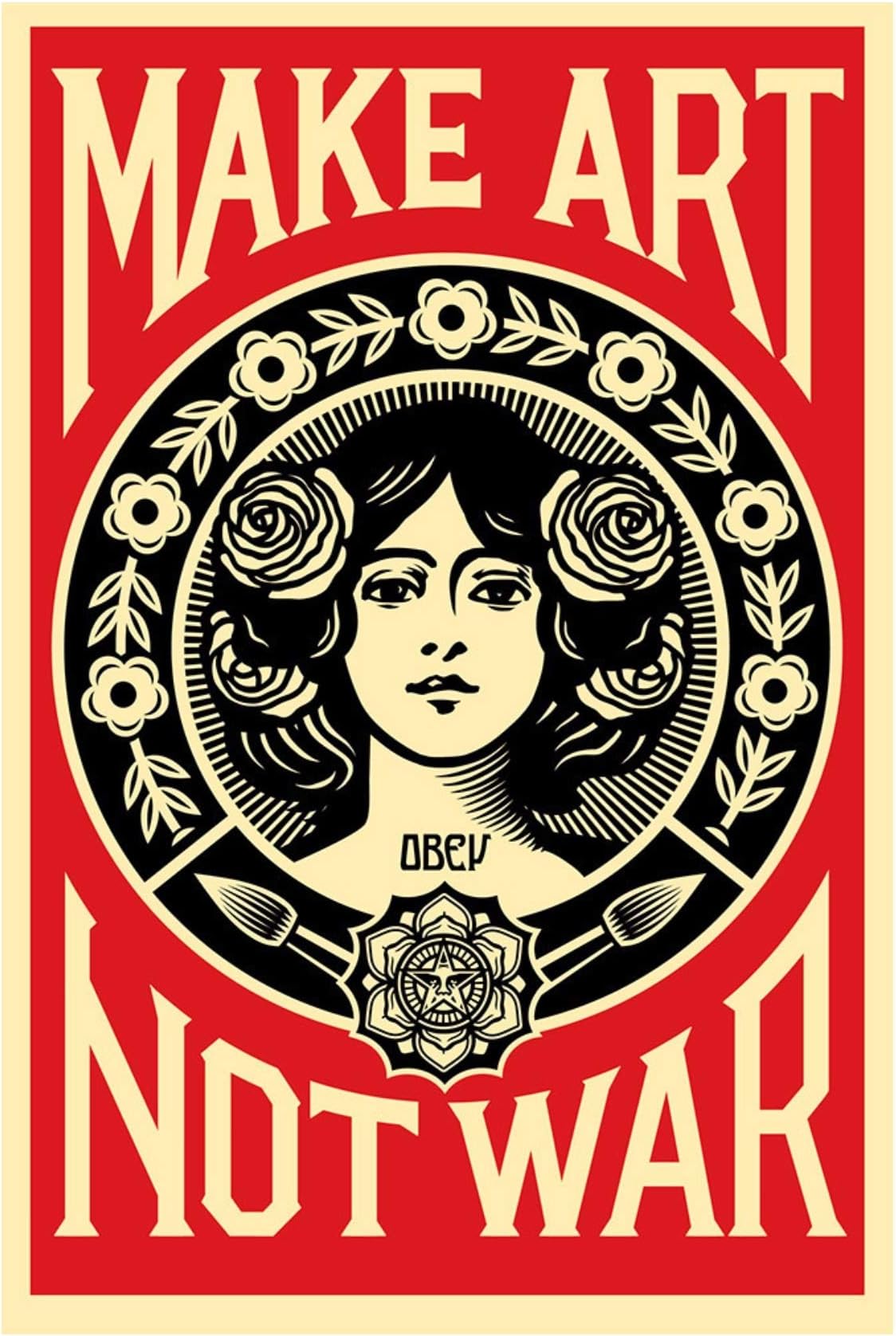 DROB Collectibles Shepard Fairey Make Art NOT WAR Print Urban Street Poster Mural - Photography Art 17" x 22". Premium Art Print with archival Ink in Glossy Paper. Limited Edition. SF01