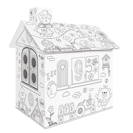 Cardboard Coloring House Color Fun