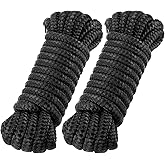 Moclear Premium Marine-Grade Dock Lines - 2 Pack 1/2" x 20' Strength-Tested Double Braided Nylon Boat Ropes with 12" Security Loops | Heavy-Duty Docking & Mooring Rope