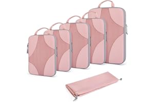 BAGSMART Compression Packing Cubes for Travel, Compressible Luggage Organizer for Cruise Ship, Lightweight Travel Essentials 6-Pack 1L+2M+2S+1Shoe Bag