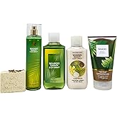 Bath & Body Works Waikiki Beach Coconut Gift Set - Fragrance Mist - Body Lotion - Shower Gel - Body Scrub - with a Creamy Rose Bar Soap - Lot of 5