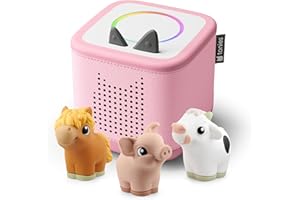 TONIES Toniebox 2 My First Farm Bundle for Kids 1+ with Soft and Squeezable Cow, Horse, and Pig - Cloud Pink