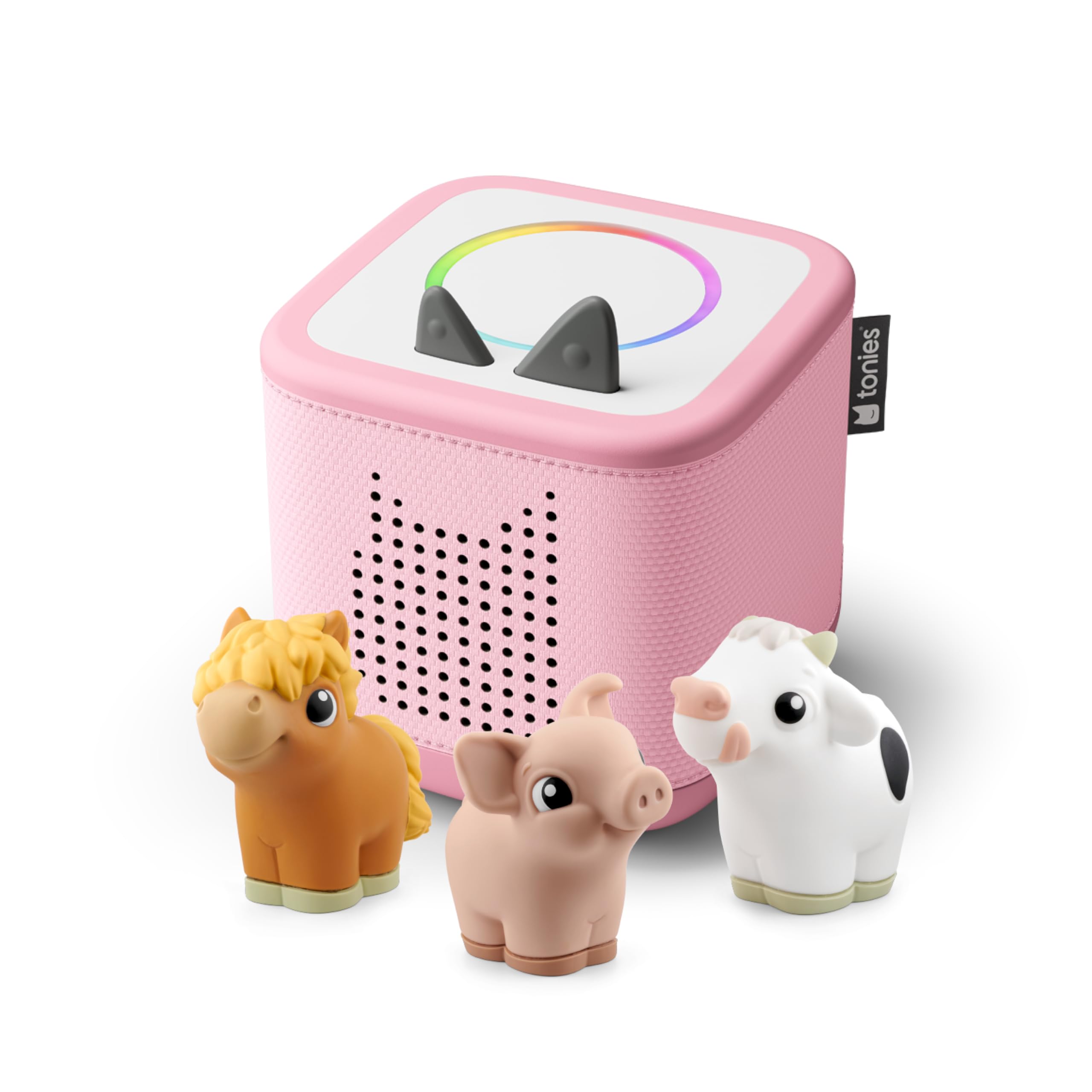Toniebox 2 My First Farm 번들, 만 1세 이상 아동용, 부드럽고 짜낼 수 있는 소, 말, 돼지 포함 - 클라우드 핑크