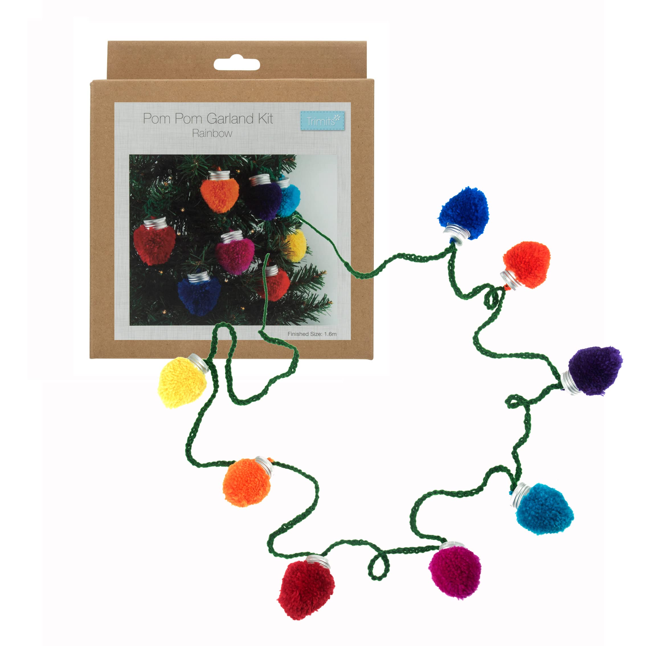 Trimits Pom Pom Garland Kit, 1.6m, Christmas Lights