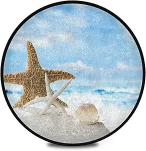 Alfombra redonda esponjosa elegante de conchas marinas peludas con