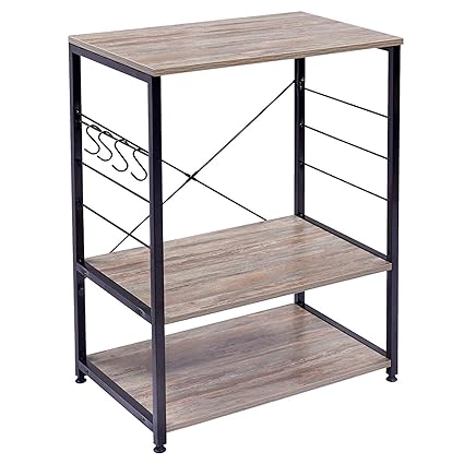Indian Decor 46000 Kitchen 3 Shelves Unit Storage Microwave Shelf Heavy Duty Storage Freestanding Unit Corner Shelves Unit Wood And Steel Made Rustic Wooden Colour Rack Amazon In Electronics